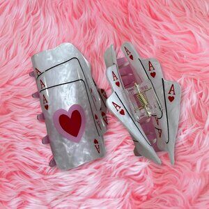 Playing Cards Hair Clip – Ace of Hearts Poker-Themed Accessory for Women